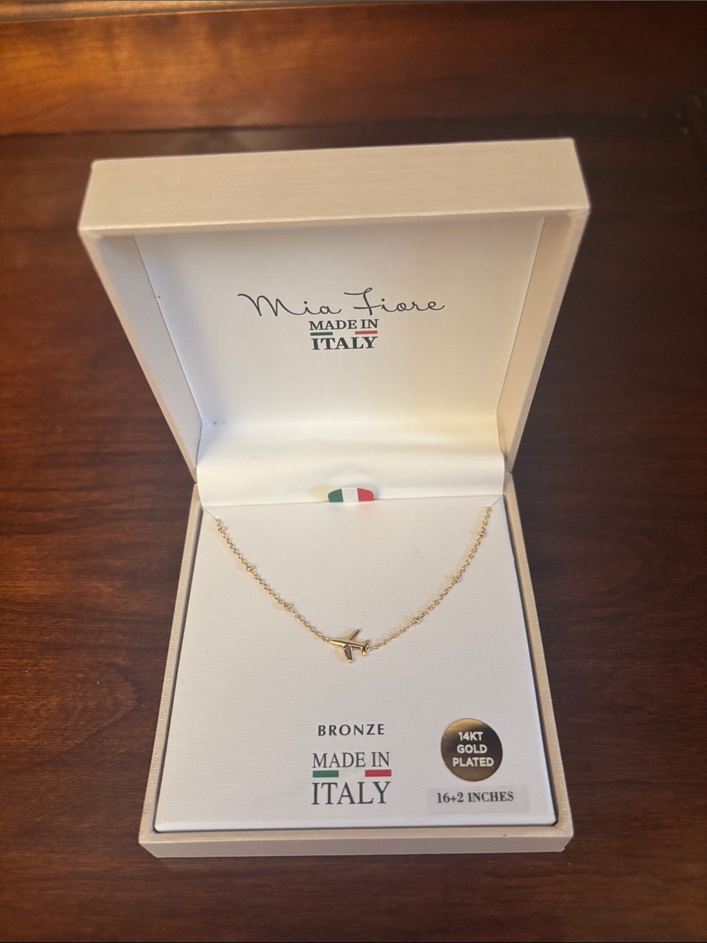 Mia Fiore 14k Gold plated Airplane Pendant Necklace